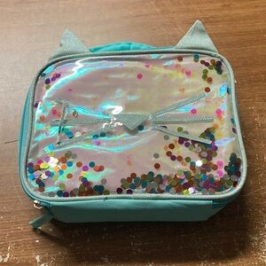 Glittery Cat Ear Kids Lunch Bag - Blue and Silver. Never used